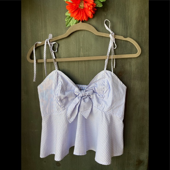 Anthropologie Tops - Anthropologie Maeve Crop Top Striped Knot Front size 4